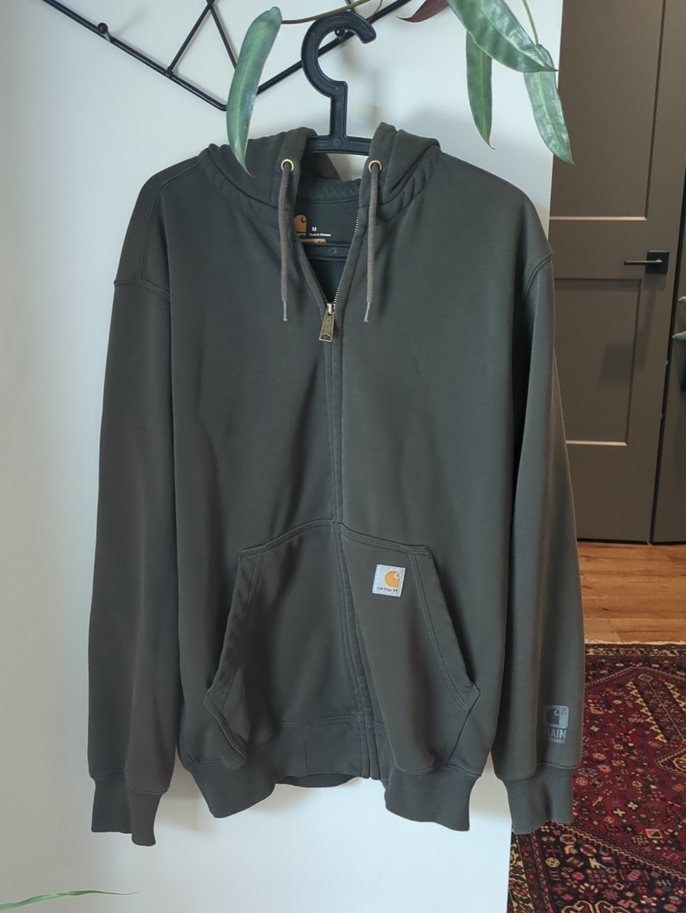 Carhartt Men's Olive/Grey Zip Hooded Sweatshirt